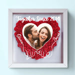 Custom Photo We Can Only Learn To Love By Loving - Couple Personalized Custom Flower Shadow Box - Gift For Wife, Husband, Couple