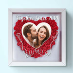 Custom Photo We Can Only Learn To Love By Loving - Couple Personalized Custom Flower Shadow Box - Gift For Wife, Husband, Couple
