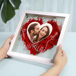 Custom Photo We Can Only Learn To Love By Loving - Couple Personalized Custom Flower Shadow Box - Gift For Wife, Husband, Couple