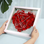 Never Above You, Never Below You. Always Beside You - Couple Personalized Custom Flower Shadow Box - Gift For Couple, Wife, Husband