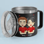 Congrats On Being My Husband, You Lucky Bastard - Couple Personalized Custom 14oz Stainless Steel Tumbler With Handle - Gift For Husband, Wife, Couple