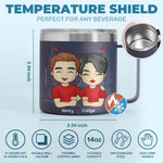 Congrats On Being My Husband, You Lucky Bastard - Couple Personalized Custom 14oz Stainless Steel Tumbler With Handle - Gift For Husband, Wife, Couple