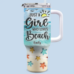 Smell The Sea And Feel The Sky, Let Your Soul & Spirit Fly - Bestie Personalized Custom 3D Inflated Effect Printed 40 Oz Stainless Steel Tumbler With Handle - Summer Vacation Gift For Bestie, Sisters, Best Friends