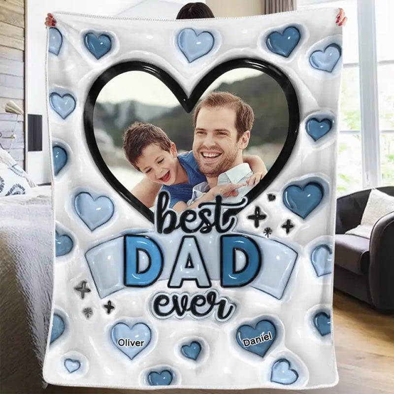Custom Photo Making Memories With Best Dad Ever - Family Personalized Custom 3D Inflated Effect Printed Blanket - Father's Day, Gift For Dad, Grandpa