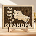 Proud Father Of A Few Kids - Family Personalized Custom 2-Layered Wooden Plaque With Stand - Father's Day, Gift For Grandpa