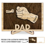 Proud Father Of A Few Kids - Family Personalized Custom 2-Layered Wooden Plaque With Stand - Father's Day, Gift For Grandpa