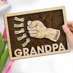 Proud Father Of A Few Kids - Family Personalized Custom 2-Layered Wooden Plaque With Stand - Father's Day, Gift For Grandpa