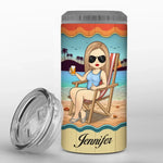I Left My Heart In The Sand - Bestie Personalized Custom 4 In 1 Can Cooler Tumbler - Summer Vacation Gift For BFF, Bestie, Sisters