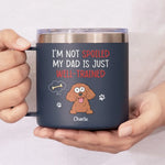 Pets Are The Family We Choose - Dog & Cat Personalized Custom 14oz Stainless Steel Tumbler With Handle - Gift For Dog Lovers, Dad