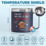 Pets Are The Family We Choose - Dog & Cat Personalized Custom 14oz Stainless Steel Tumbler With Handle - Gift For Dog Lovers, Dad