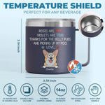 Dogs Are Love On Four Legs - Dog Personalized Custom 14oz Stainless Steel Tumbler With Handle - Gift For Dog Lovers
