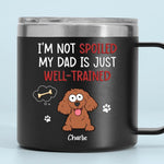 Pets Are The Family We Choose - Dog & Cat Personalized Custom 14oz Stainless Steel Tumbler With Handle - Gift For Dog Lovers, Dad