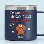 Pets Are The Family We Choose - Dog & Cat Personalized Custom 14oz Stainless Steel Tumbler With Handle - Gift For Dog Lovers, Dad