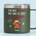 Pets Are The Family We Choose - Dog & Cat Personalized Custom 14oz Stainless Steel Tumbler With Handle - Gift For Dog Lovers, Dad