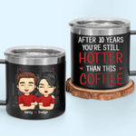 Congrats On Being My Husband, You Lucky Bastard - Couple Personalized Custom 14oz Stainless Steel Tumbler With Handle - Gift For Husband, Wife, Couple