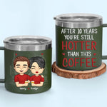 Congrats On Being My Husband, You Lucky Bastard - Couple Personalized Custom 14oz Stainless Steel Tumbler With Handle - Gift For Husband, Wife, Couple