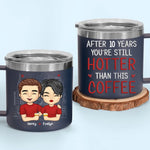 Congrats On Being My Husband, You Lucky Bastard - Couple Personalized Custom 14oz Stainless Steel Tumbler With Handle - Gift For Husband, Wife, Couple