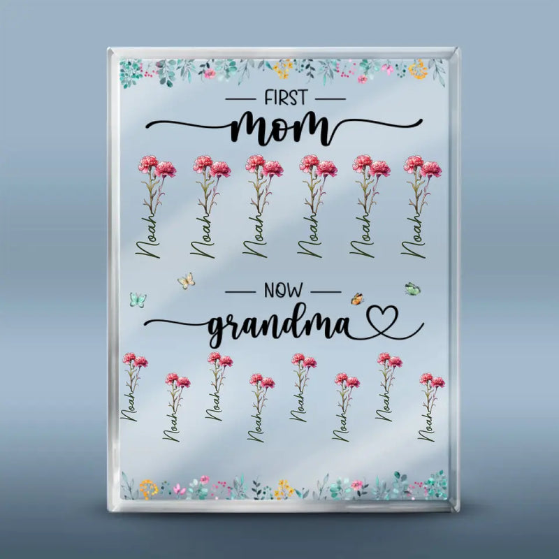 Proud Grandma Of A Kid - Family Personalized Custom Rectangle Shaped Acrylic Plaque - Gift For Mom, Grandma