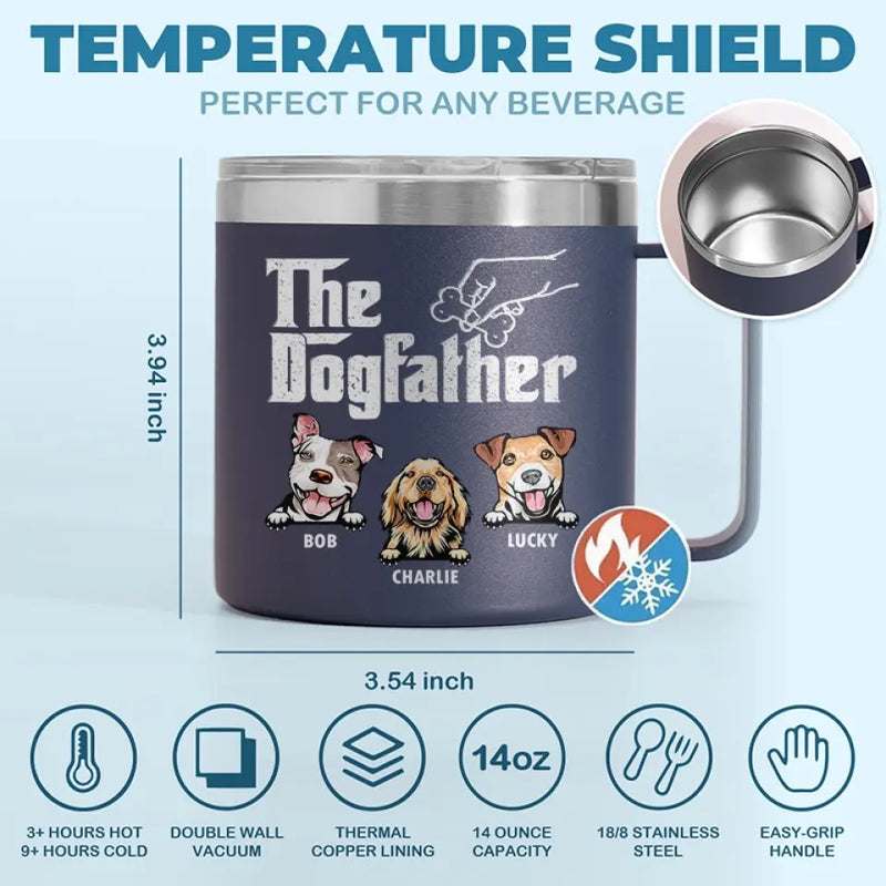 We Woof You Every Day - Dog Personalized Custom 14oz Stainless Steel Tumbler With Handle - Gift For Pet Owners, Pet Lovers