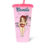 It's Time For Vacation - Bestie Personalized Custom Changing Color Cup - Summer Vacation Gift, Birthday Pool Party Gift For Best Friends, Sisters