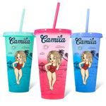 It's Time For Vacation - Bestie Personalized Custom Changing Color Cup - Summer Vacation Gift, Birthday Pool Party Gift For Best Friends, Sisters