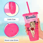 It's Time For Vacation - Bestie Personalized Custom Changing Color Cup - Summer Vacation Gift, Birthday Pool Party Gift For Best Friends, Sisters