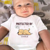 Protected By A Sleepy Buddy - Dog Personalized Custom Baby Onesie - Baby Shower Gift, Gift For Pet Owners, Pet Lovers