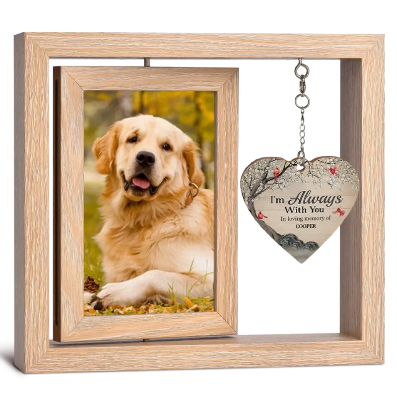 It's Hard To Say Goodbye To You - Memorial Personalized Custom Rotating Wooden Picture Frame - Sympathy Gift For Pet Owners, Pet Lovers