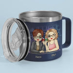 Thank You For Being My Emotional Support Bestie - Bestie Personalized Custom 14oz Stainless Steel Tumbler With Handle - Gift For BFF, Bestie, Sisters
