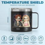 Thank You For Being My Emotional Support Bestie - Bestie Personalized Custom 14oz Stainless Steel Tumbler With Handle - Gift For BFF, Bestie, Sisters