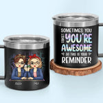 Thank You For Being My Emotional Support Bestie - Bestie Personalized Custom 14oz Stainless Steel Tumbler With Handle - Gift For BFF, Bestie, Sisters