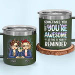 Thank You For Being My Emotional Support Bestie - Bestie Personalized Custom 14oz Stainless Steel Tumbler With Handle - Gift For BFF, Bestie, Sisters