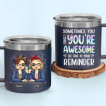 Thank You For Being My Emotional Support Bestie - Bestie Personalized Custom 14oz Stainless Steel Tumbler With Handle - Gift For BFF, Bestie, Sisters