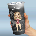 Summertime Is Calling - Bestie Personalized Custom Aluminum Changing Color Cup - Summer Vacation Gift For Best Friends, BFF, Sisters