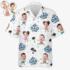 T-shirt hawaïen unisexe personnalisé avec photo « Papa le plus cool de la plage » - Cadeau idéal pour les vacances d'été, pour papa