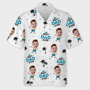 T-shirt hawaïen unisexe personnalisé avec photo « Papa le plus cool de la plage » - Cadeau idéal pour les vacances d'été, pour papa