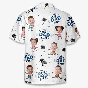 T-shirt hawaïen unisexe personnalisé avec photo « Papa le plus cool de la plage » - Cadeau idéal pour les vacances d'été, pour papa