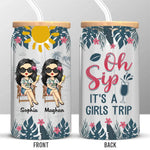 It's A Girls Trip - Bestie Personalized Custom Glass Cup, Iced Coffee Cup - Gift For Best Friends, BFF, Sisters
