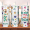 Beaches Booze And Besties - Bestie Personalized Custom 3D Inflated Effect Printed Skinny Tumbler - Summer Vacation Gift For Best Friends, BFF, Sisters