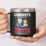 Congrats On Being My Bestie - Bestie Personalized Custom 14oz Stainless Steel Tumbler With Handle - Gift For Sisters