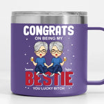 Congrats On Being My Bestie - Bestie Personalized Custom 14oz Stainless Steel Tumbler With Handle - Gift For Sisters