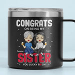 Congrats On Being My Bestie - Bestie Personalized Custom 14oz Stainless Steel Tumbler With Handle - Gift For Sisters