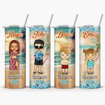 The Best Summer Vacation - Family Personalized Custom Skinny Tumbler - Summer Vacation Gift, Birthday Pool Party Gift For Family