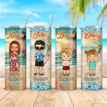 The Best Summer Vacation - Family Personalized Custom Skinny Tumbler - Summer Vacation Gift, Birthday Pool Party Gift For Family