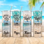 Memories Made Together On The Beach Last Forever - Family Personalized Custom Skinny Tumbler - Summer Vacation Gift, Birthday Pool Party Gift For Family