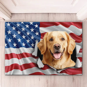 Custom Photo Love, Laughter, Friends Are Always Welcome - Dog & Cat Personalized Custom Home Decor Decorative Mat - House Warming Gift For Pet Owners, Pet Lovers