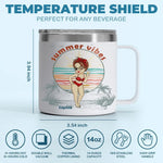 Summer Is Better With Bestie - Bestie Personalized Custom 14oz Stainless Steel Tumbler With Handle - Summer Vacation Gift For BFF, Best Friends, Sisters