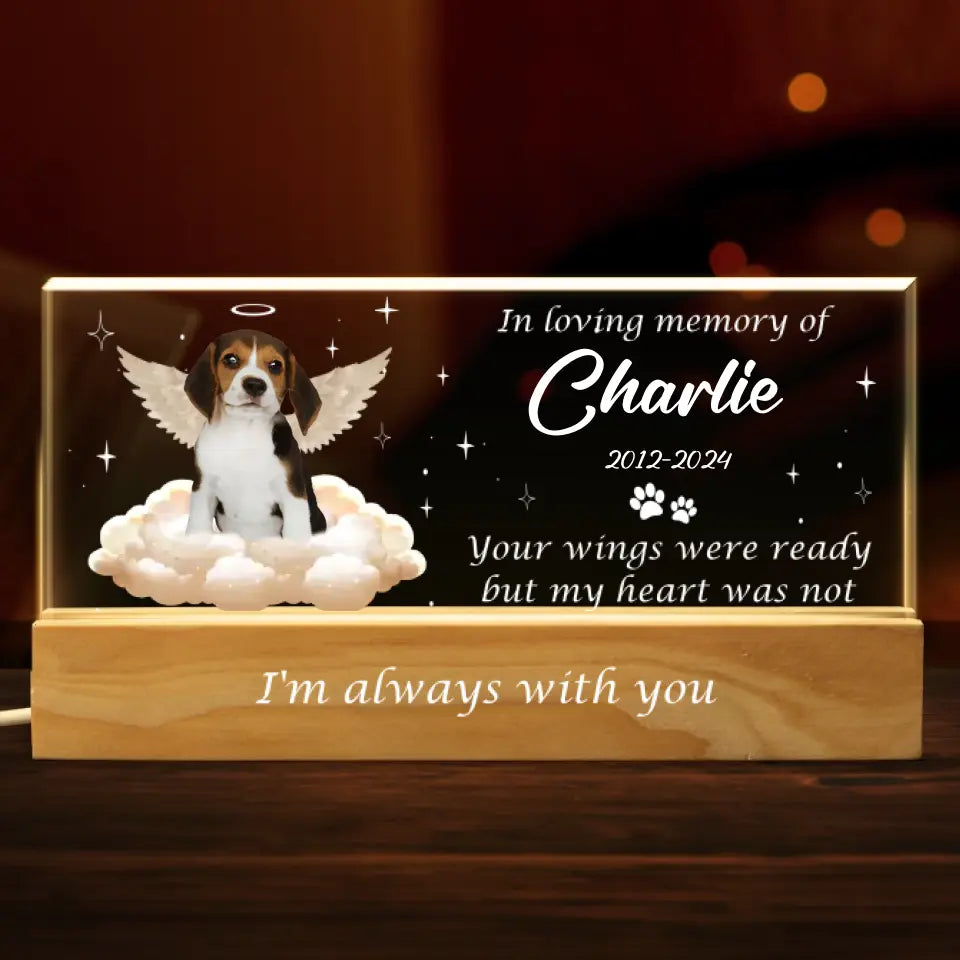 Custom Photo Your Wings Were Ready - Memorial Personalized Custom Acrylic Letters 3D LED Night Light - Sympathy Gift For Pet Owners, Pet Lovers