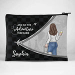 And So The Adventure Begins - Travel Personalized Custom Cosmetic Bag - Holiday Vacation Gift, Gift For Women, Travel Lovers