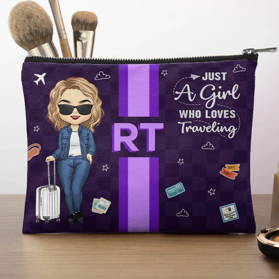 custom travel makeup bag Life Is More Fun When I Travel - Travel Personalized Custom Cosmetic B